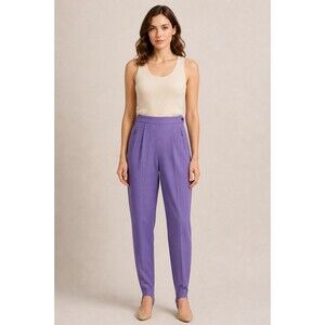 Vintage Louise Féraud Stirrup Pants Sz 6 Lavender High Waist Trousers 90s EVC
